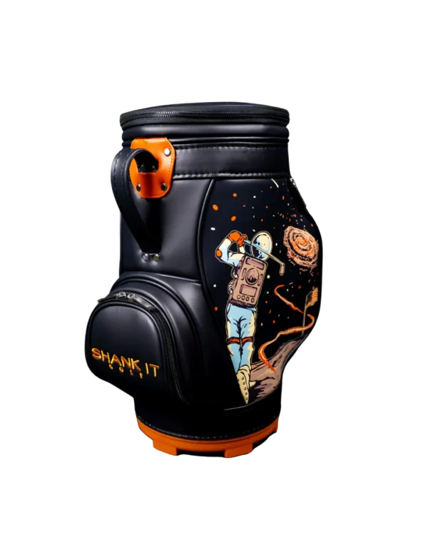 Black golf bag with astronaut graphic