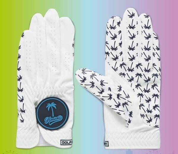Hawaii golf gloves with palm tree print